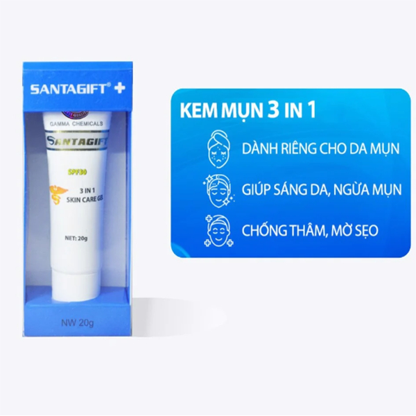 Kem Giảm Thâm Mụn SANTAGIFT giúp trắng sáng,ức chế sắc tố, chống nắng SANTAGIFT 20g