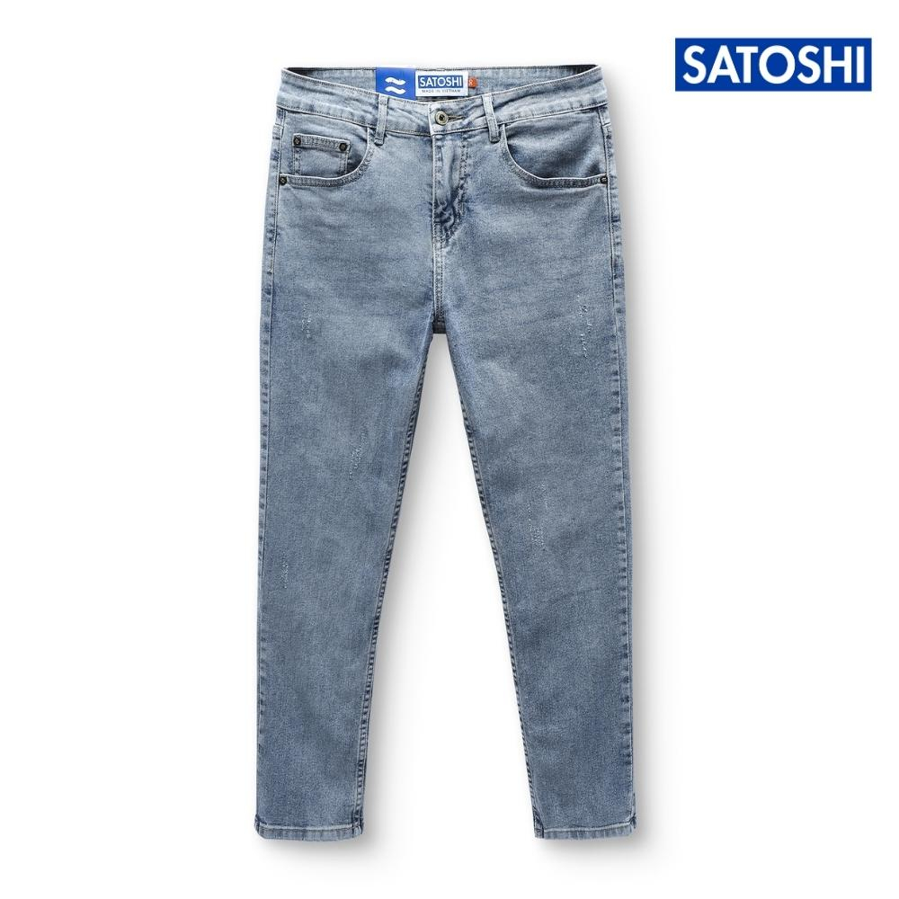 Quần Jean nam Satoshi SAQJ67 màu xanh jean sáng dáng ôm vừa chất co giãn