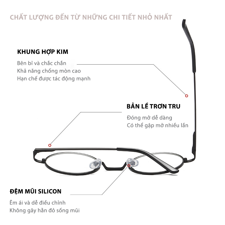 Ảnh Gọng Kính Mắt Tròn Nhỏ Nam Nữ Aoron Chất Liệu Kim Loại Chống Gỉ Cao Cấp Có Thể Thay Cận Phong Cách Vintage AK044 3