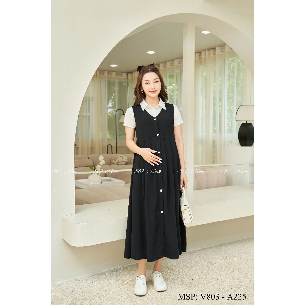 Yếm bầu công sở xuông trơn (giá Yếm chưa bao gồm áo) có thể mix đa dạng với áo trong L26  B2 Mum