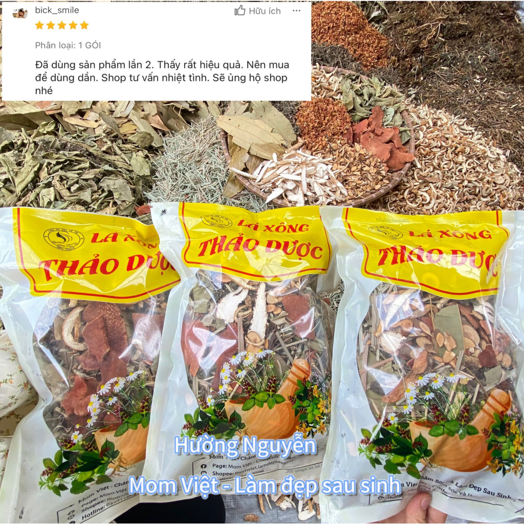 GÓI LÁ  XÔNG THẢO DƯỢC| XÔNG SẢN PHỤ MOM VIỆT (GÓI LỚN 3 LẦN XÔNG) | Lá xông cơ thể shop Mom Việt