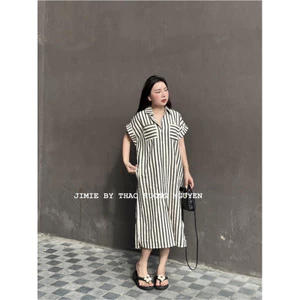 Váy Sơ Mi Kẻ Đũi Sọc