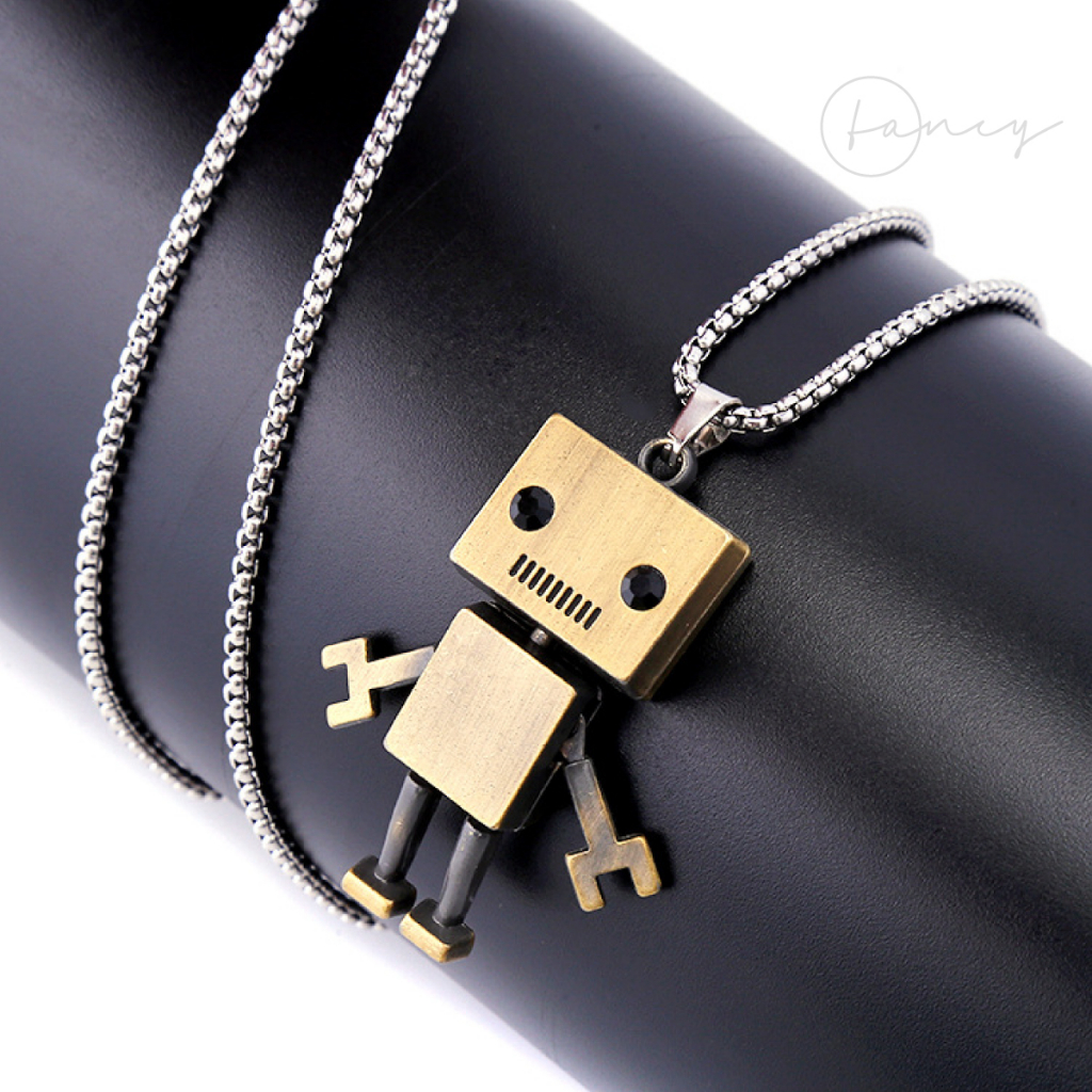 Dây Chuyền Nam Nữ Titan Mặt Robot Vuông Vàng Cử Động Vòng Cổ Nam Nữ Cặp Đôi Robot Vàng Vuông | Fancy .