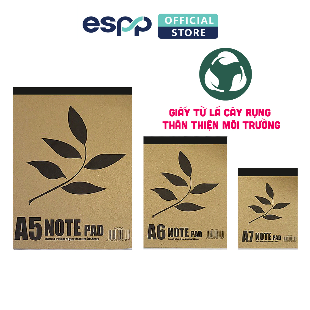 Sổ giấy note từ lá cây tái chế 70 tờ khổ A5/ A6/ A7- ESPP | Shopee Việt Nam
