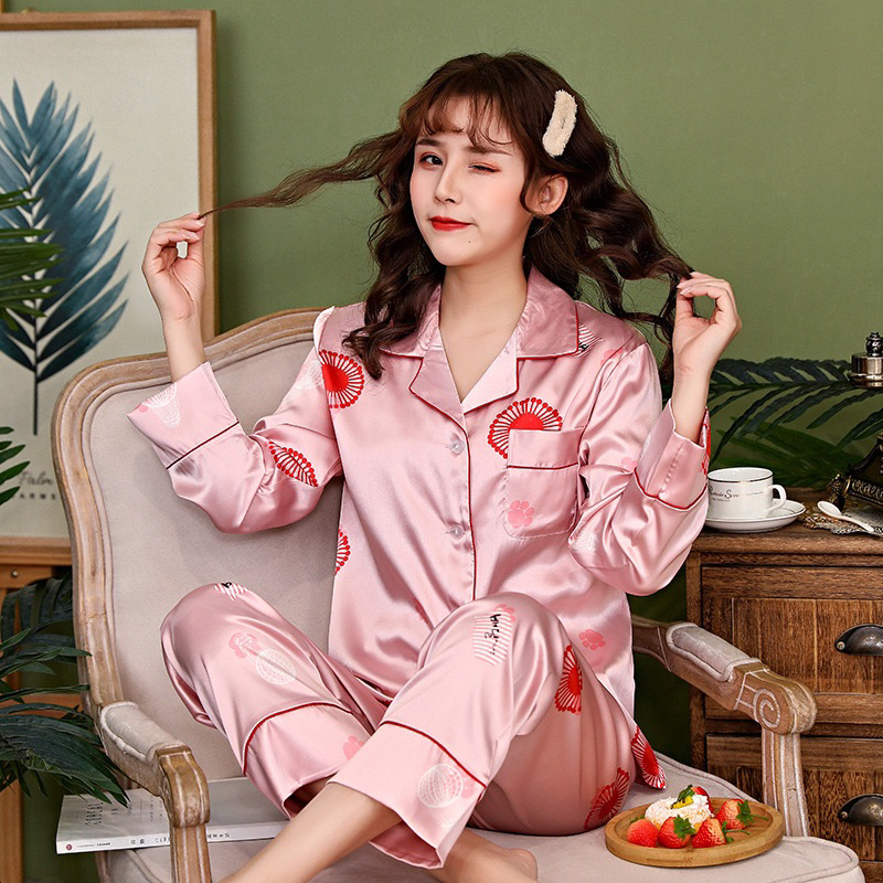 Pizama lụa bộ ngủ mặc nhà tay dài Cao Cấp S05