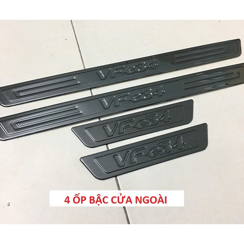 Ốp bậc cửa chống xước xe Vinfast VF e34 , Nẹp bước chân ô tô Chất liệu Titan cao cấp.