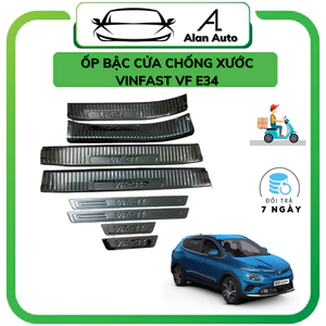 Ốp bậc cửa chống xước xe Vinfast VF e34 , Nẹp bước chân ô tô Chất liệu Titan cao cấp.