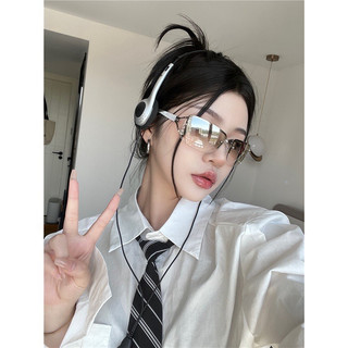 Mắt kính thời trang Y2K Bự Store Không gọng Senior Mặt gương Hiphop Hot kiểu dáng sành điệu Phong cách trẻ trung