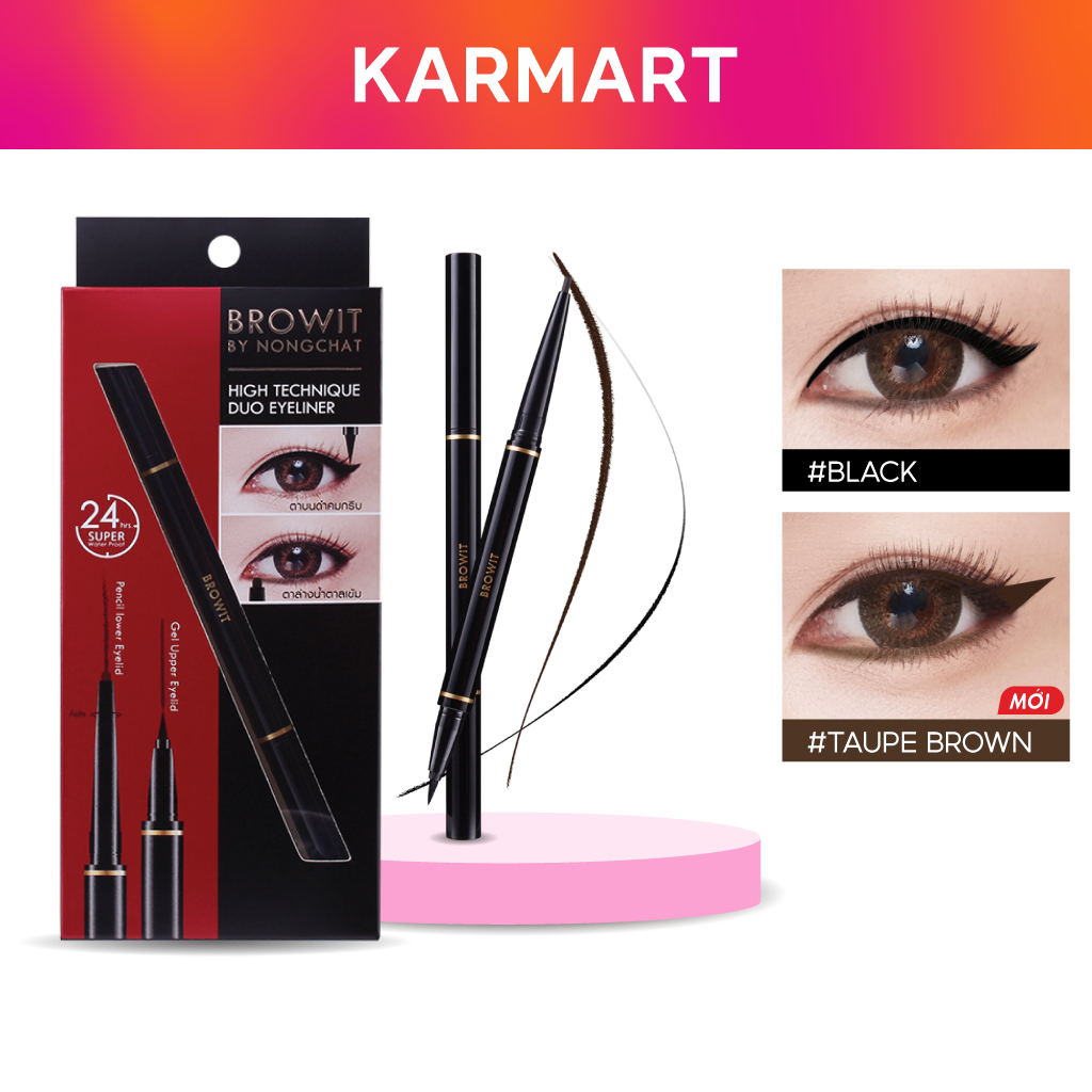 Ảnh Bút Kẻ Mắt 2 Đầu Sắc Nét và Chống Nước Browit Hightechnique Duo Eyeliner 0.5ml + 0.14g 1
