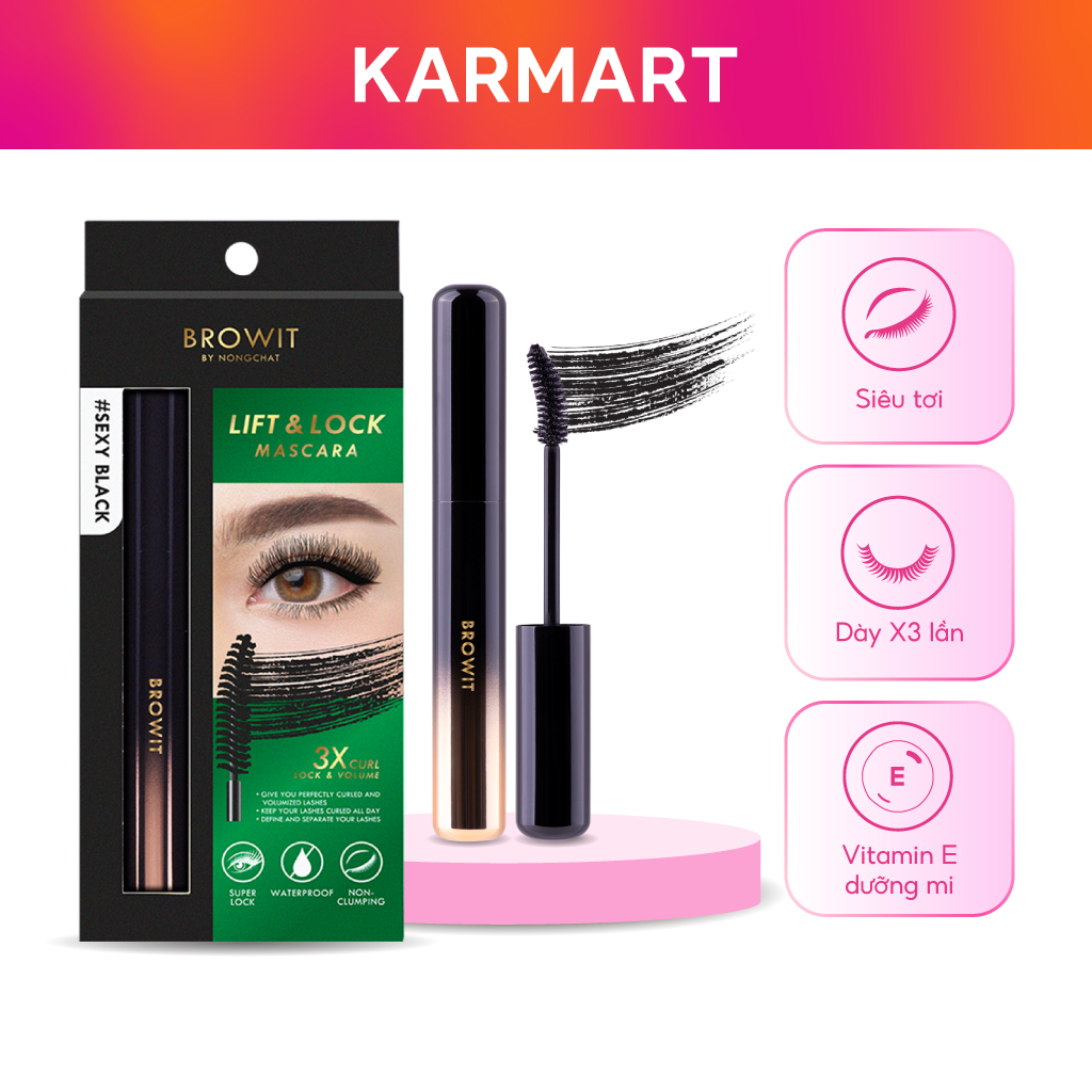 Ảnh Mascara Browit Siêu Tơi Dày Gấp 3 Lần, Chất Đen Đậm Không Vón Cục  Lift & Lock Mascara Sexy Black 1