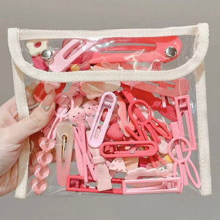 Set Kẹp tóc mái 19 chi tiết hình cá mập màu hồng dễ thương cho bạn gái xink xỉu