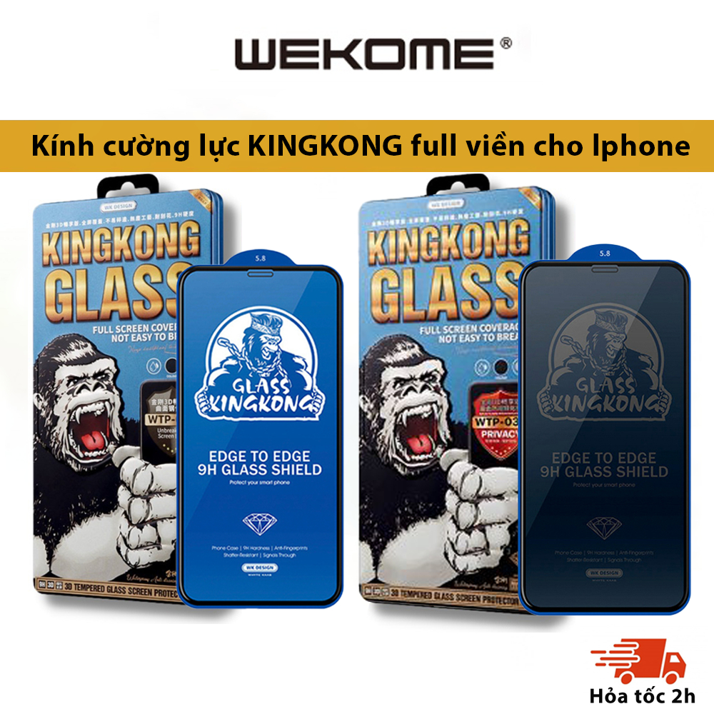 Ảnh {Giá hủy diệt} Kính Cường Lực KINGKONG WEKOME Full Màn 038 039 siêu mỏng, Chống Vỡ Viền iPhone 11 12 13 14 15 16 promax 1