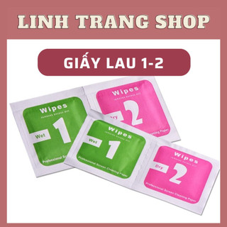 Giấy lau vệ sinh màn hình điện thoại, giấy lau bụi dán kính cường lực, 2 miếng khô và ướt