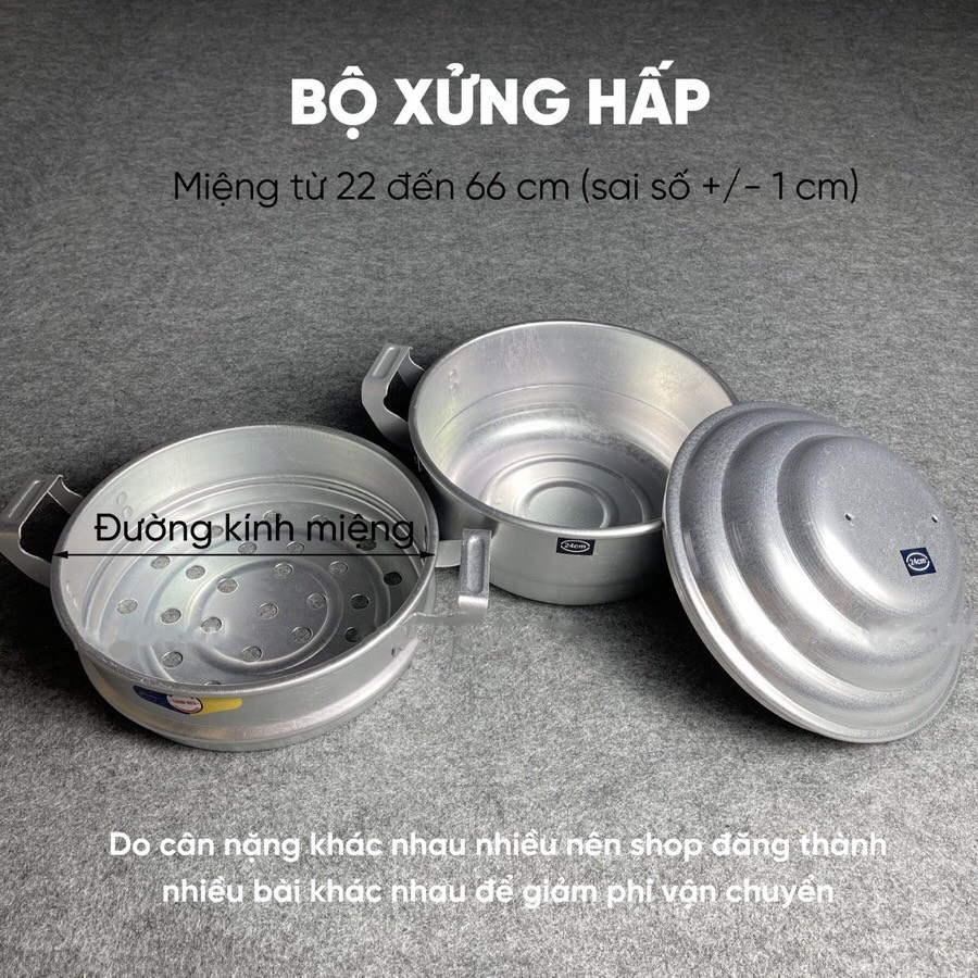 Xửng hấp Xôi -Nồi hấp nhôm Thanh Hiền - Kim Sang 22cm đên 46cm - không kèm vỉ - xửng Hấp bánh bao