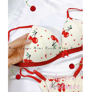 Set đồ lót musline - Cherry Set - Design by Mimi House