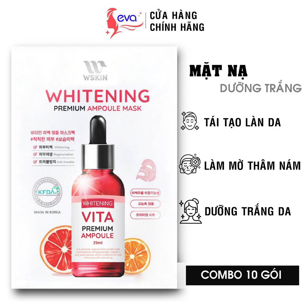 [Mã ICBFRI15 giảm 10% đơn 0đ] Mặt nạ dưỡng trắng Wskin Whitening Premium Ampoule Mask 25g