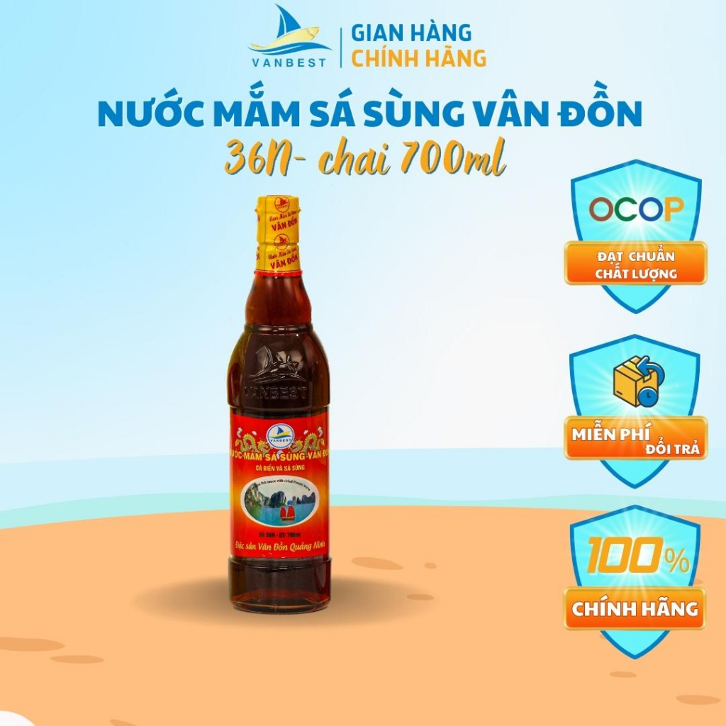 Nước mắm sá sùng Vân Đồn OCOP Vanbest đỏ 36N độ đạm chai 700ml OCOP ...