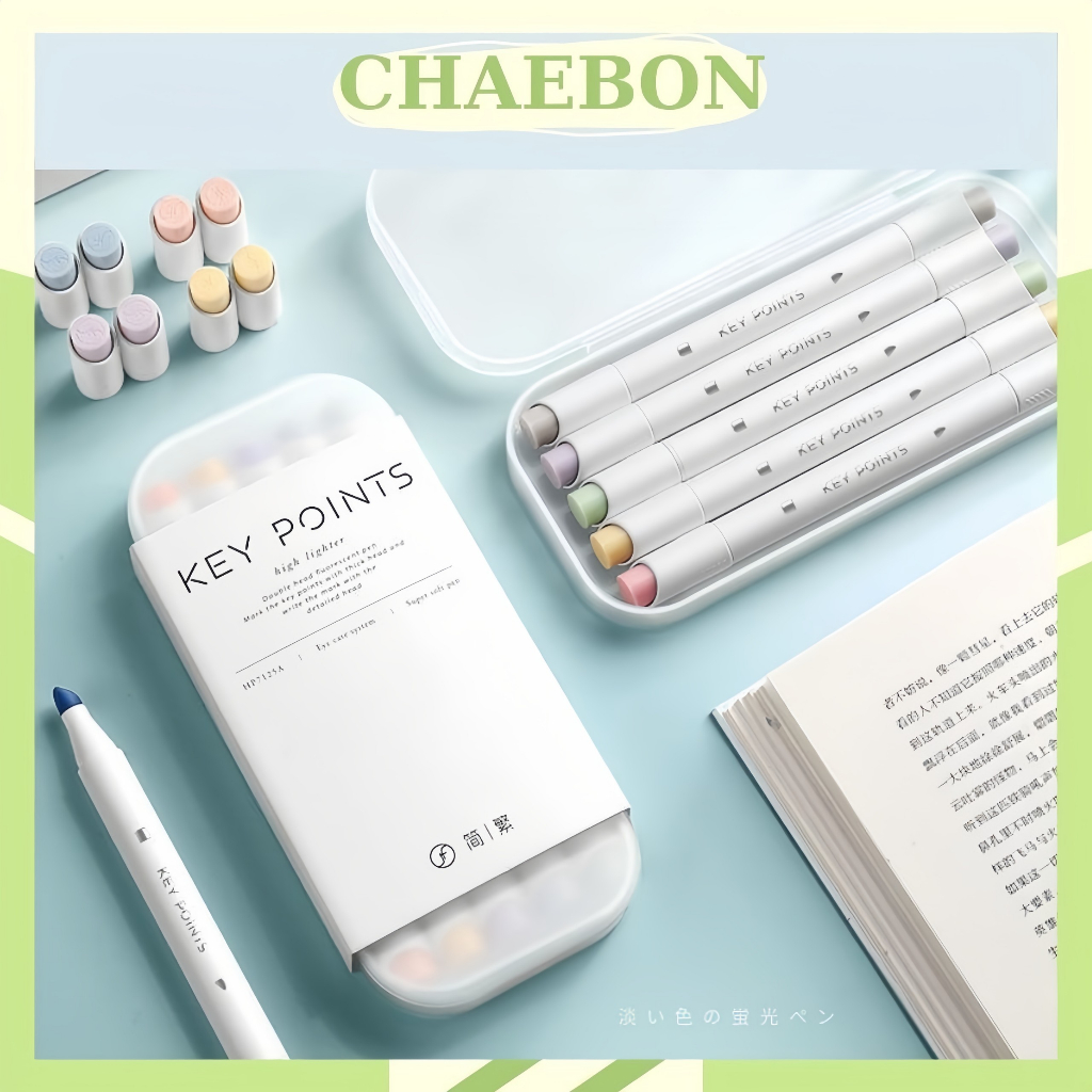 Bút highlight KEY POINTS 5 màu pastel, bút đánh dấu nhớ dạ quang 2 đầu ...
