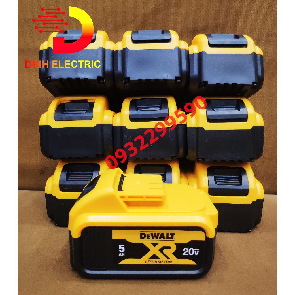 Vỏ pin 5S - 18V Dewalt Trung Quốc, chân sạc nằm có tem, kẽm hàn, đèn ...