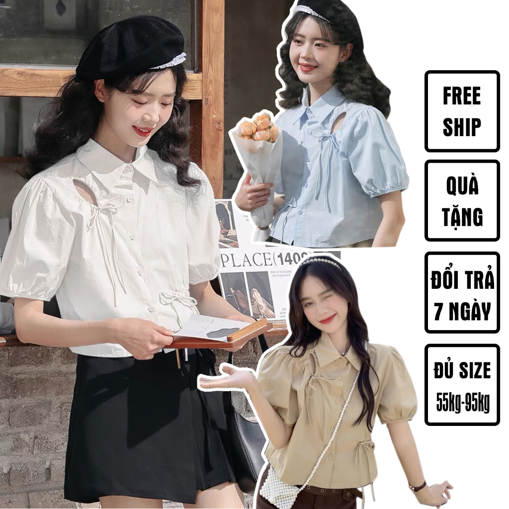 Áo sơ mi rút dây nơ bigsize sơ mi 60kg-90kg sơ mi bigsize dễ thương ...