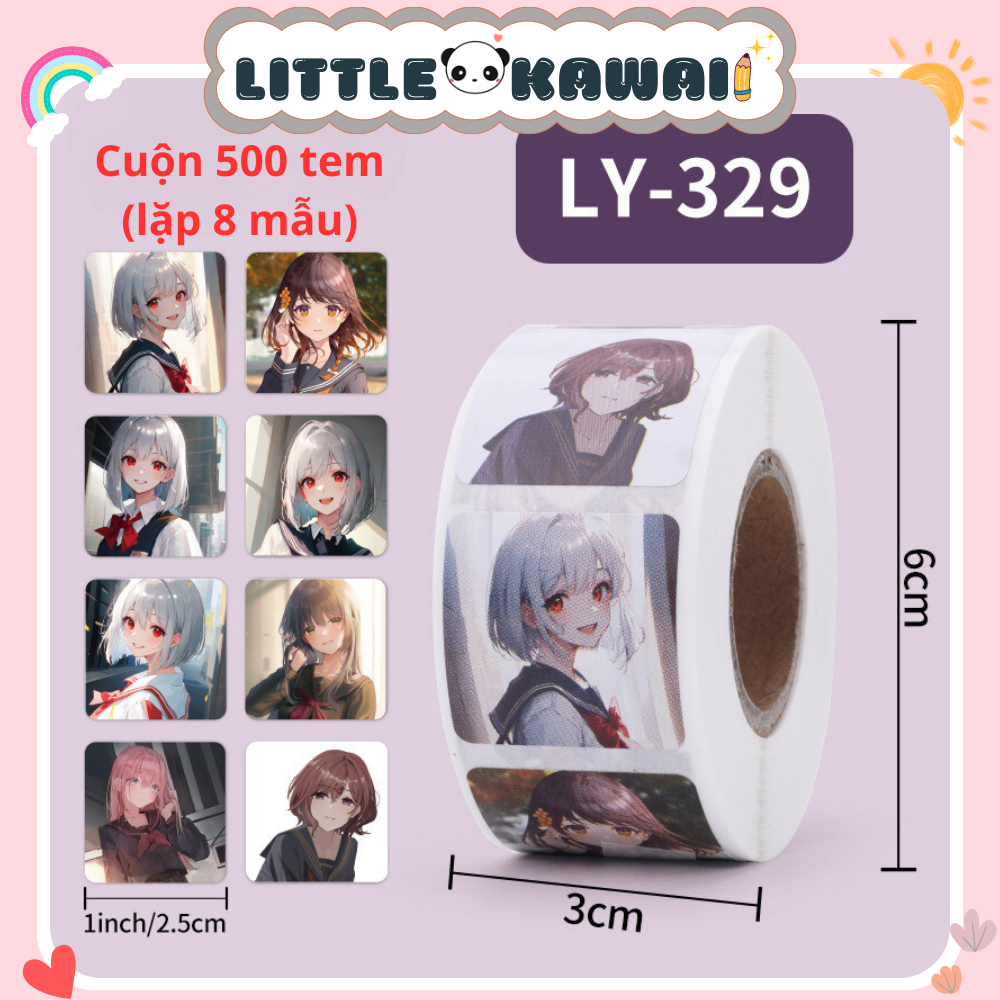 Cuộn 500 tem sticker nhãn dán hoạt hình anime dễ thương | Shopee Việt Nam