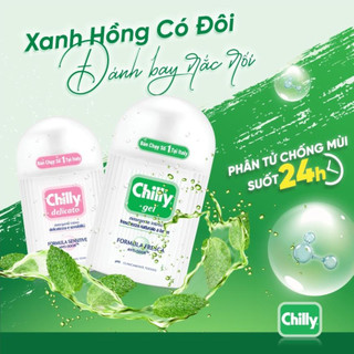 Dung dịch vệ sinh phụ nữ Chilly 50ml - dưỡng ẩm, bạc hà se se lạnh chống mùi suốt 24h