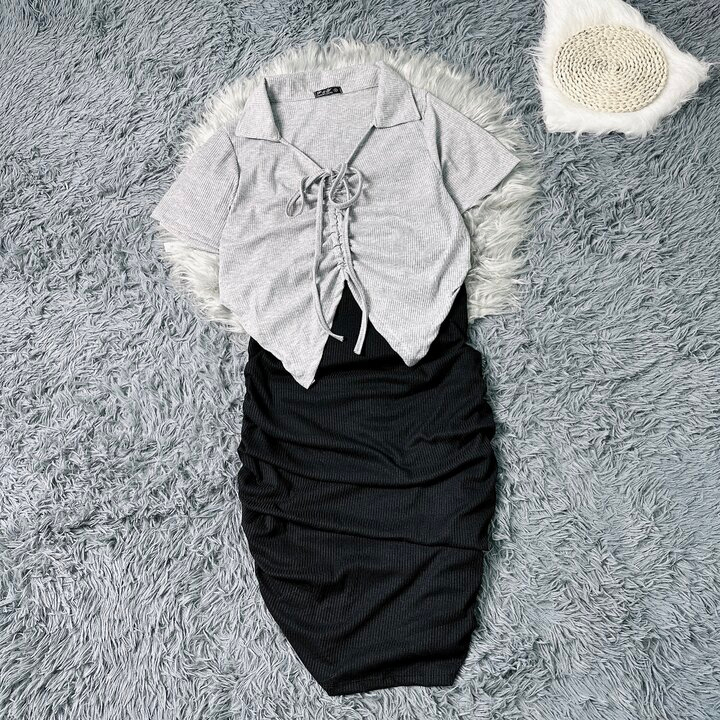 Đầm Gân Cặp 2 Lớp Bigsize Nữ,Đầm Body Nhún Eo Tạo Kiểu Che Khuyết Điểm Vải Thun Gân Cao Cấp G95