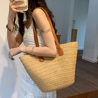 Túi cói xịn xò đan tay phối dây da phong cách vintage chụp ảnh sang chảnh