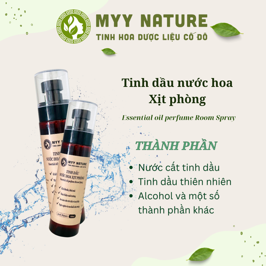 Tinh Dầu Nước Hoa Xịt Phòng chai 200ml Myy Nature - Khử Khuẩn, Khử Mùi Ẩm Mốc, Mùi Hôi, Mùi Thức Ăn