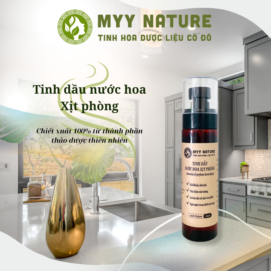 Tinh Dầu Nước Hoa Xịt Phòng chai 200ml Myy Nature - Khử Khuẩn, Khử Mùi Ẩm Mốc, Mùi Hôi, Mùi Thức Ăn