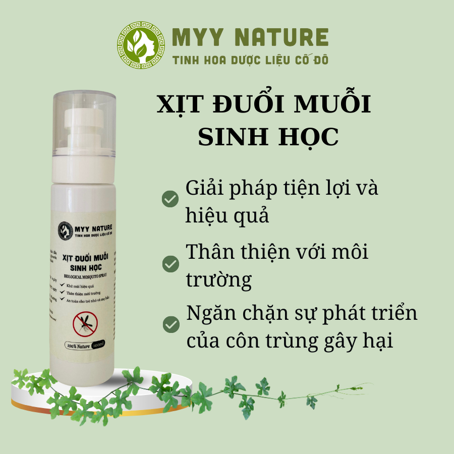 Xịt Đuổi Muỗi Sinh Học chai 100ml Myy Nature - Ngăn Ngừa, Đuổi Muỗi Và Các Loại Côn Trùng Khác