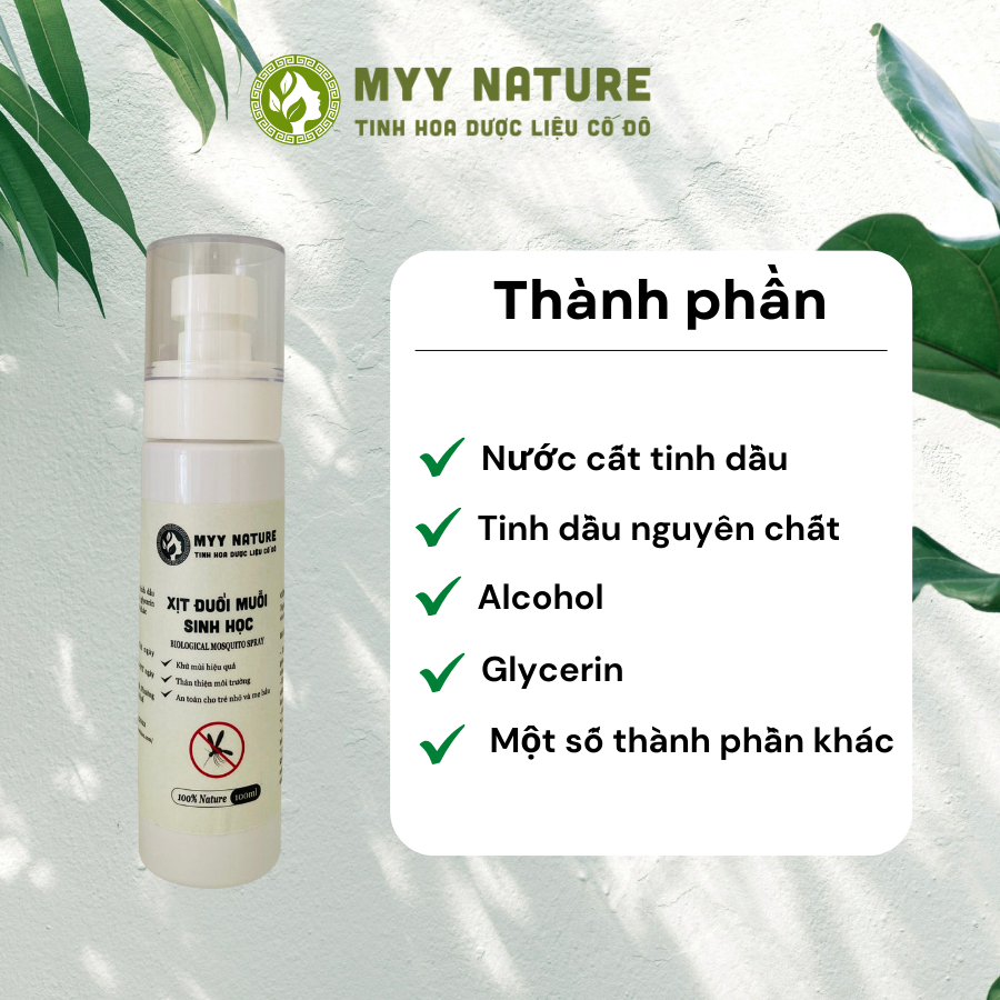 Xịt Đuổi Muỗi Sinh Học chai 100ml Myy Nature - Ngăn Ngừa, Đuổi Muỗi Và Các Loại Côn Trùng Khác