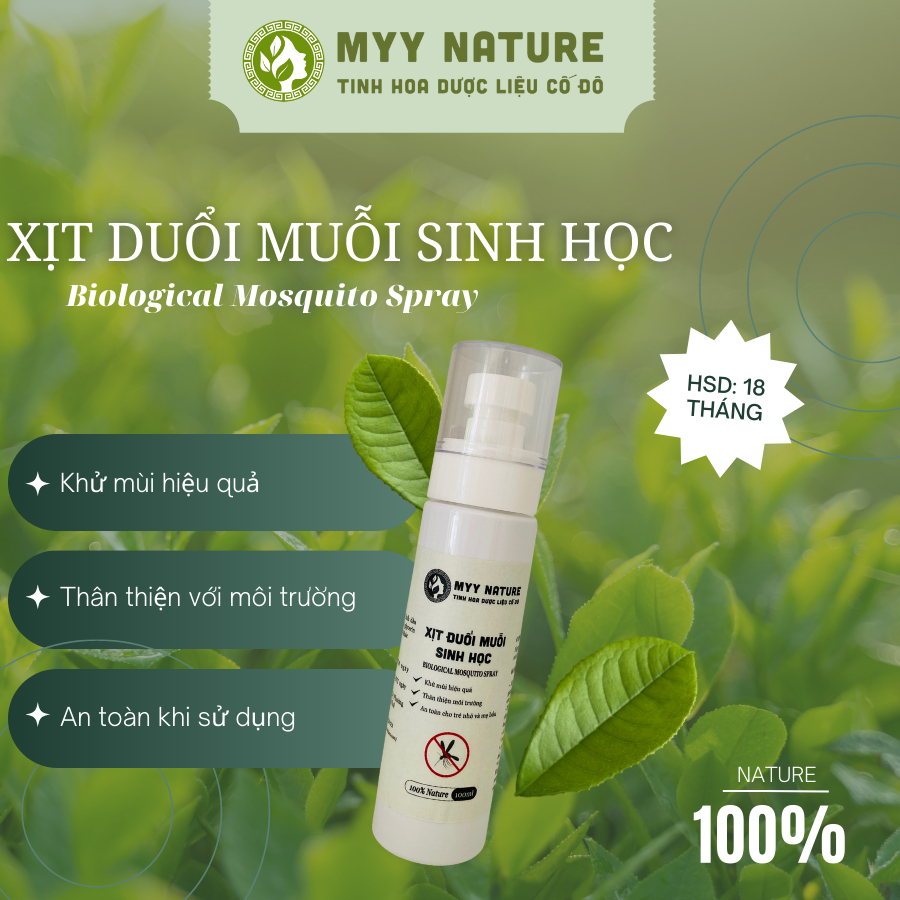 Xịt Đuổi Muỗi Sinh Học chai 100ml Myy Nature - Ngăn Ngừa, Đuổi Muỗi Và Các Loại Côn Trùng Khác