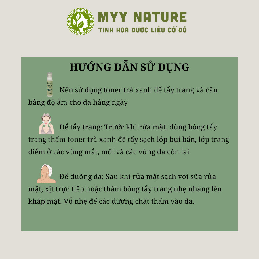 Toner Trà Xanh chai 100ml Myy Nature - Giảm Và Ngăn Ngừa Mụn, Làm Sạch Sâu Sác Lớp Bụi Bẩn Hiệu Quả