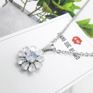Dây chuyền nữ inox hoa nạm cao cấp không đen không gỉ bhdc302