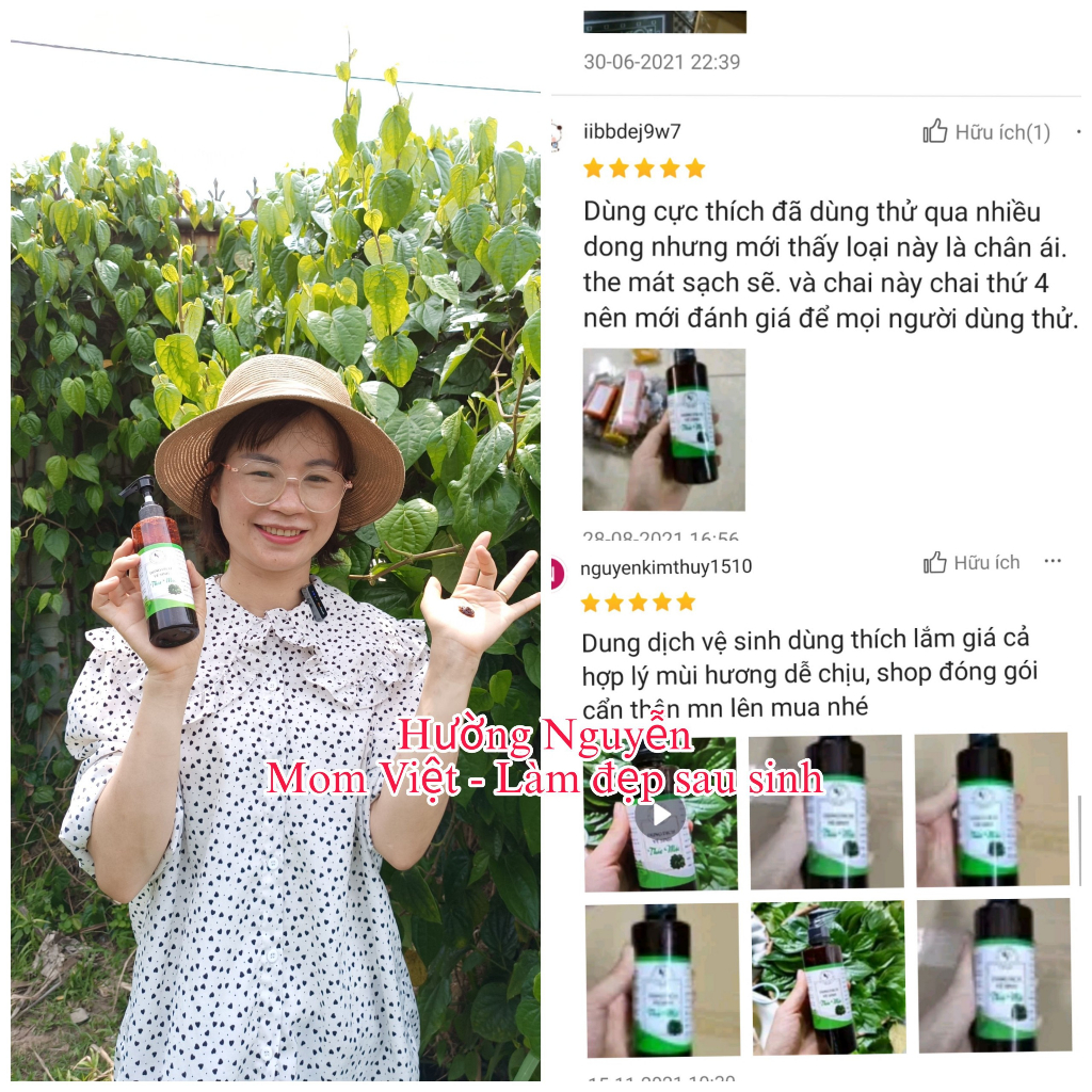 DUNG DỊCH VỆ SINH PHỤ NỮ THẢO DƯỢC MOM VIỆT TINH CHẤT TRẦU KHÔNG (HANDMADE)