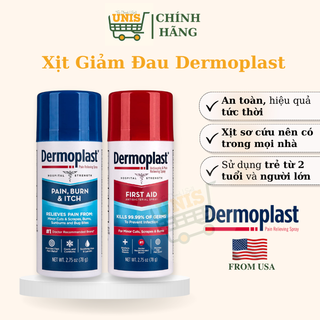 [NHẬP MỸ - AUTH - ĐỦ BILL] Bình Xịt DERMOPLAST Giảm Đau, Ngăn Ngừa ...