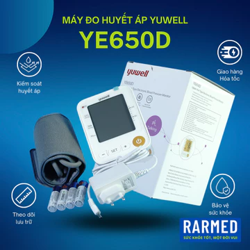 Máy đo huyết áp bắp tay Yuwell YE650D giọng nói, cảnh báo, màn hình lớn