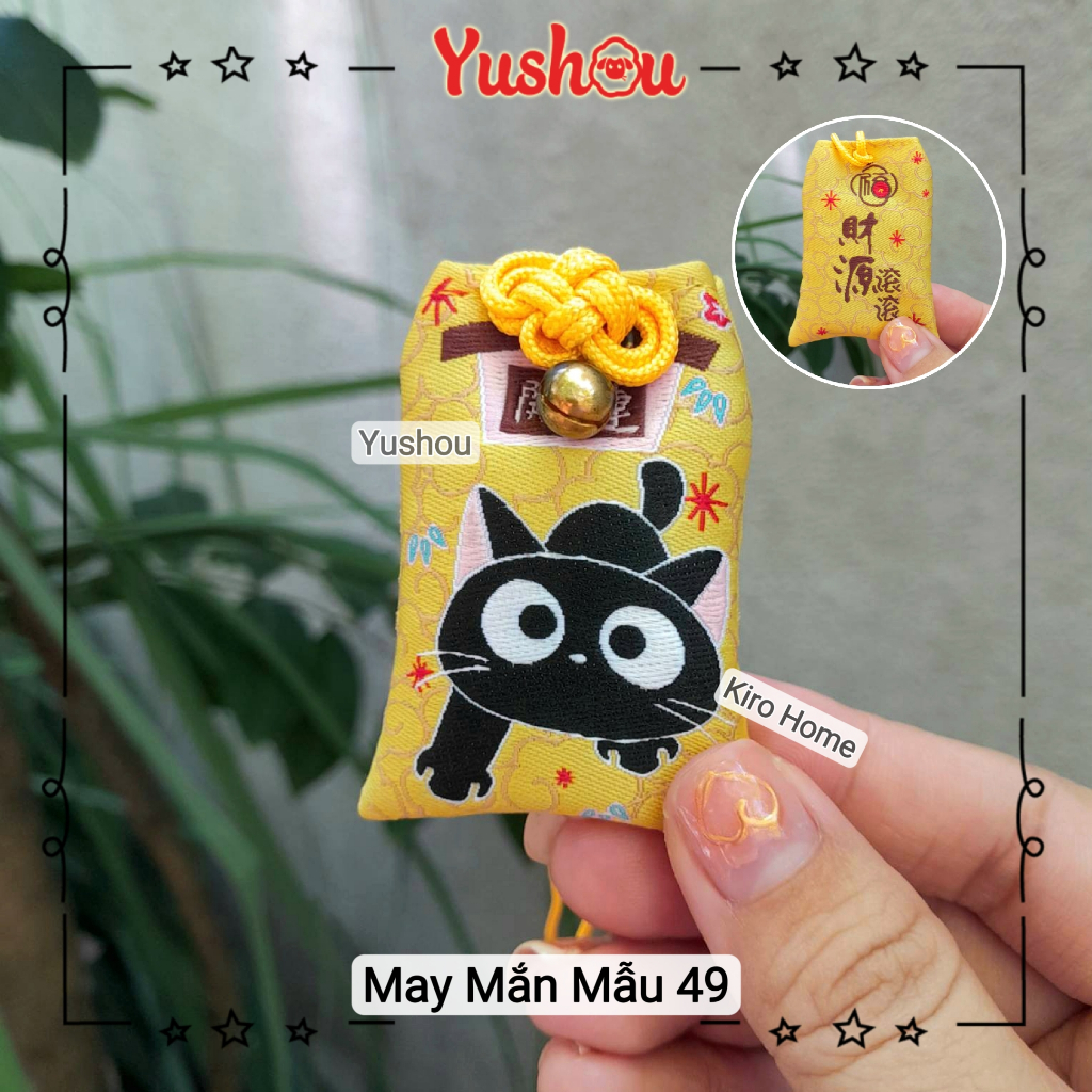 Túi Phước Yushou May Mắn Mèo Kiro - Kiểu Omamori Nhật, Có sẵn, Quà tặng ý nghĩa.