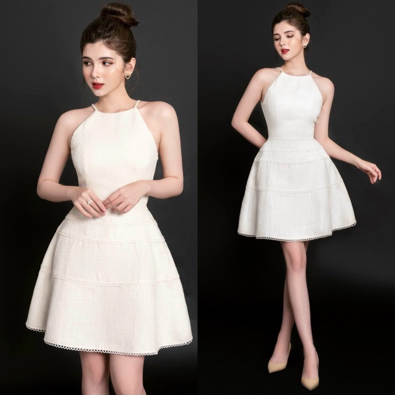 Đầm dự tiệc MINA dáng ngắn mini xoè vải Tweet xinh đẹp sang trọng tiểu thư phù hợp dự tiệc, đi chơi – MN198 spe