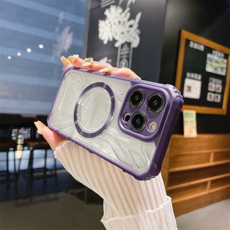 Ốp Lưng cứng viền màu kèm sạc không dây cho iPhone 11pro max /12pro max/13pro max/14pro max