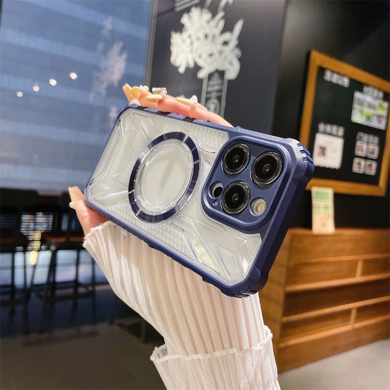 Ốp Lưng cứng viền màu kèm sạc không dây cho iPhone 11pro max /12pro max/13pro max/14pro max