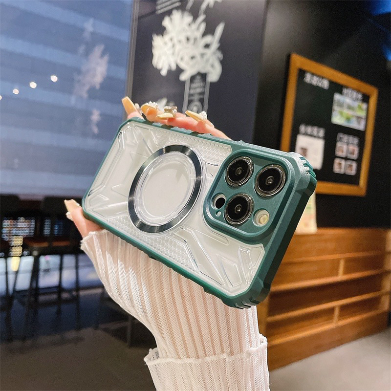 Ốp Lưng cứng viền màu kèm sạc không dây cho iPhone 11pro max /12pro max/13pro max/14pro max