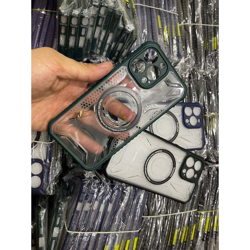 Ốp Lưng cứng viền màu kèm sạc không dây cho iPhone 11pro max /12pro max/13pro max/14pro max