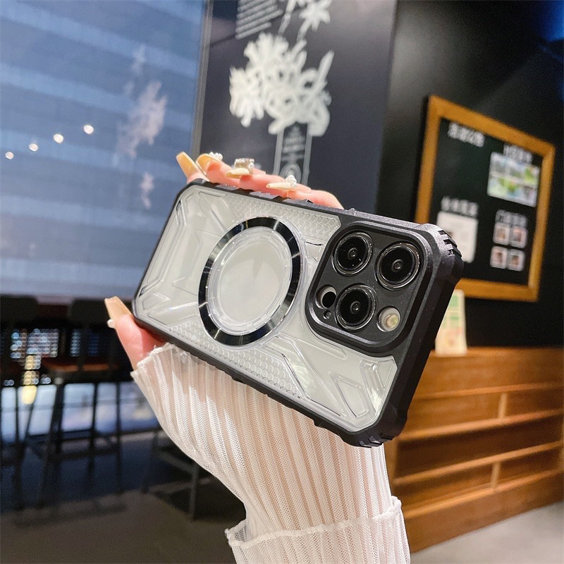 Ốp Lưng cứng viền màu kèm sạc không dây cho iPhone 11pro max /12pro max/13pro max/14pro max