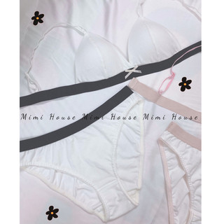 Set đồ lót thun cotton viền hồng và đen - Alma Bra - Mimi House - Hàng handmade