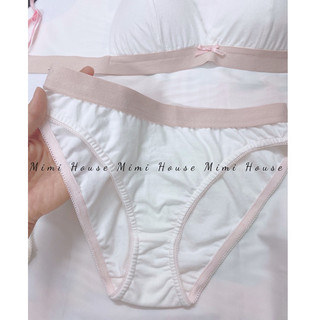 Set đồ lót thun cotton viền hồng và đen - Alma Bra - Mimi House - Hàng handmade