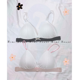 Set đồ lót thun cotton viền hồng và đen - Alma Bra - Mimi House - Hàng handmade