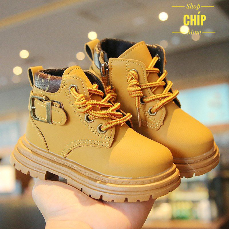 Bốt cho bé gái Giày cổ cao Quảng Châu  2023cao cấp cho bé trai cá tính trơn chống trươt full box phong cách hàn quốc H68