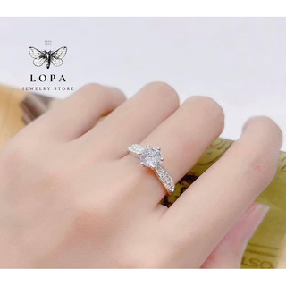 Nhẫn cầu hôn bạc ta LoPa dáng hai hàng đá dầy dặn bóng đẹp sang chảnh